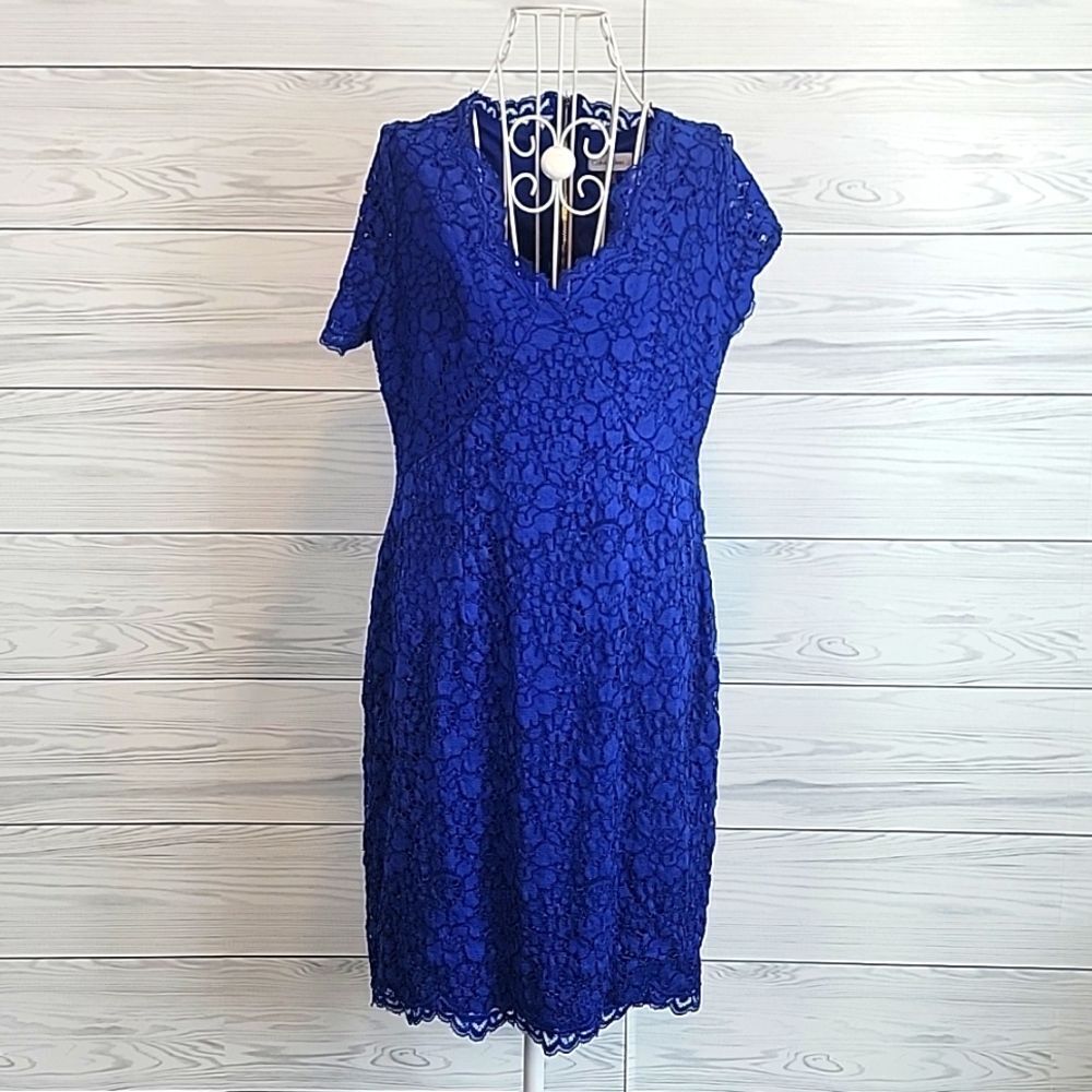 Calvin Klein Blue Lace Midi Dress